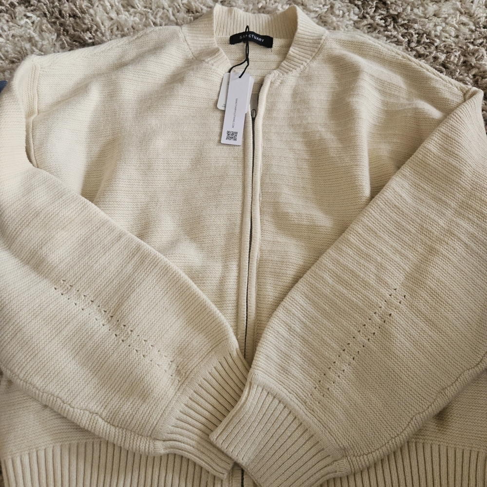 Sanctuary Cream Zip-Up Cardigan